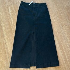 Women's J.crew maxi black denim skirt front slit size 29 new with tags